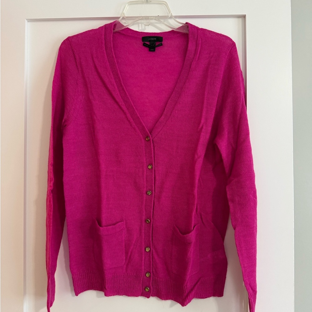 J. Crew Fuchsia Cardigan Sweater